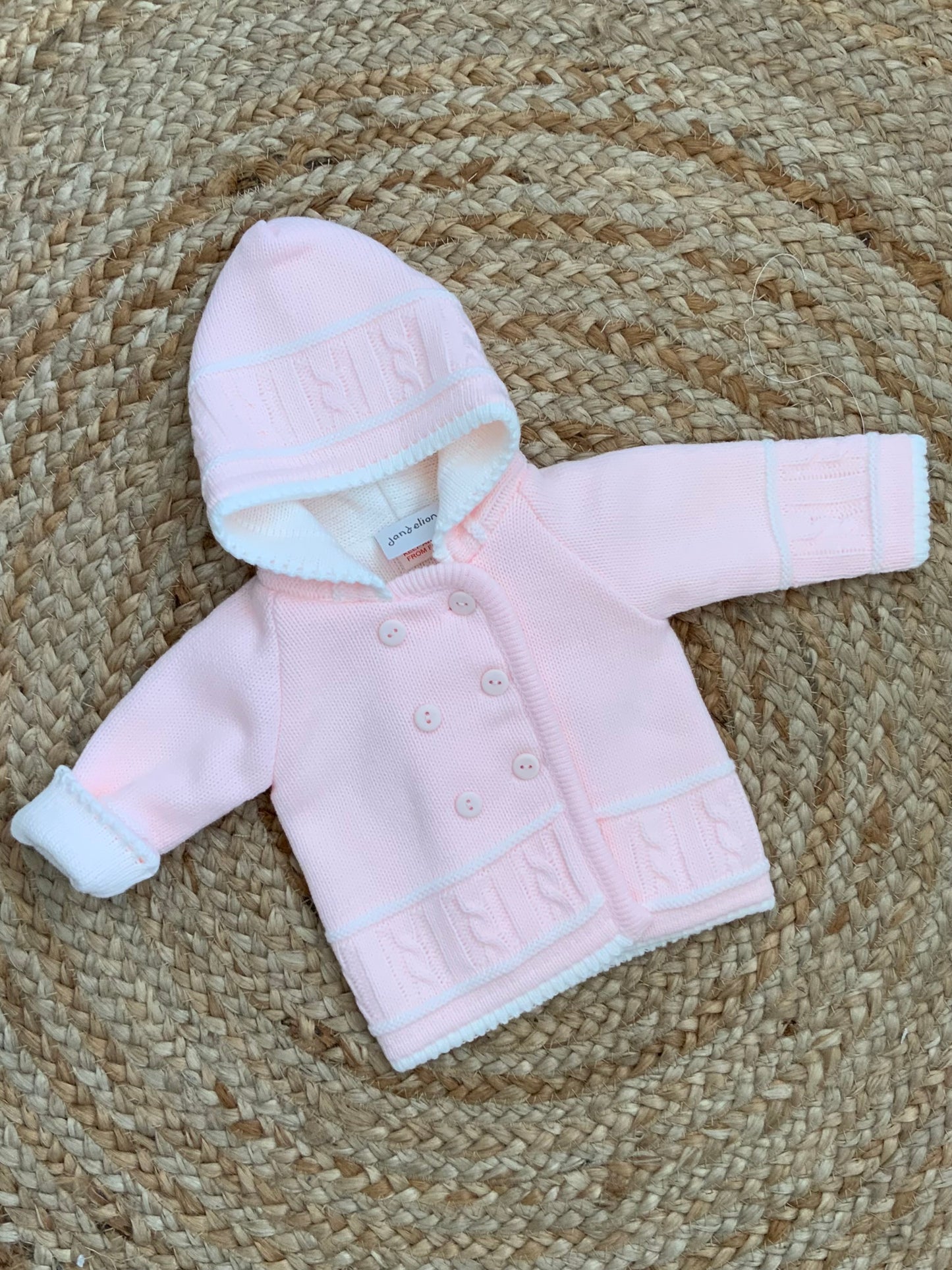 BLAKLEY baby girls knitted coatigan coat cardigan pink white