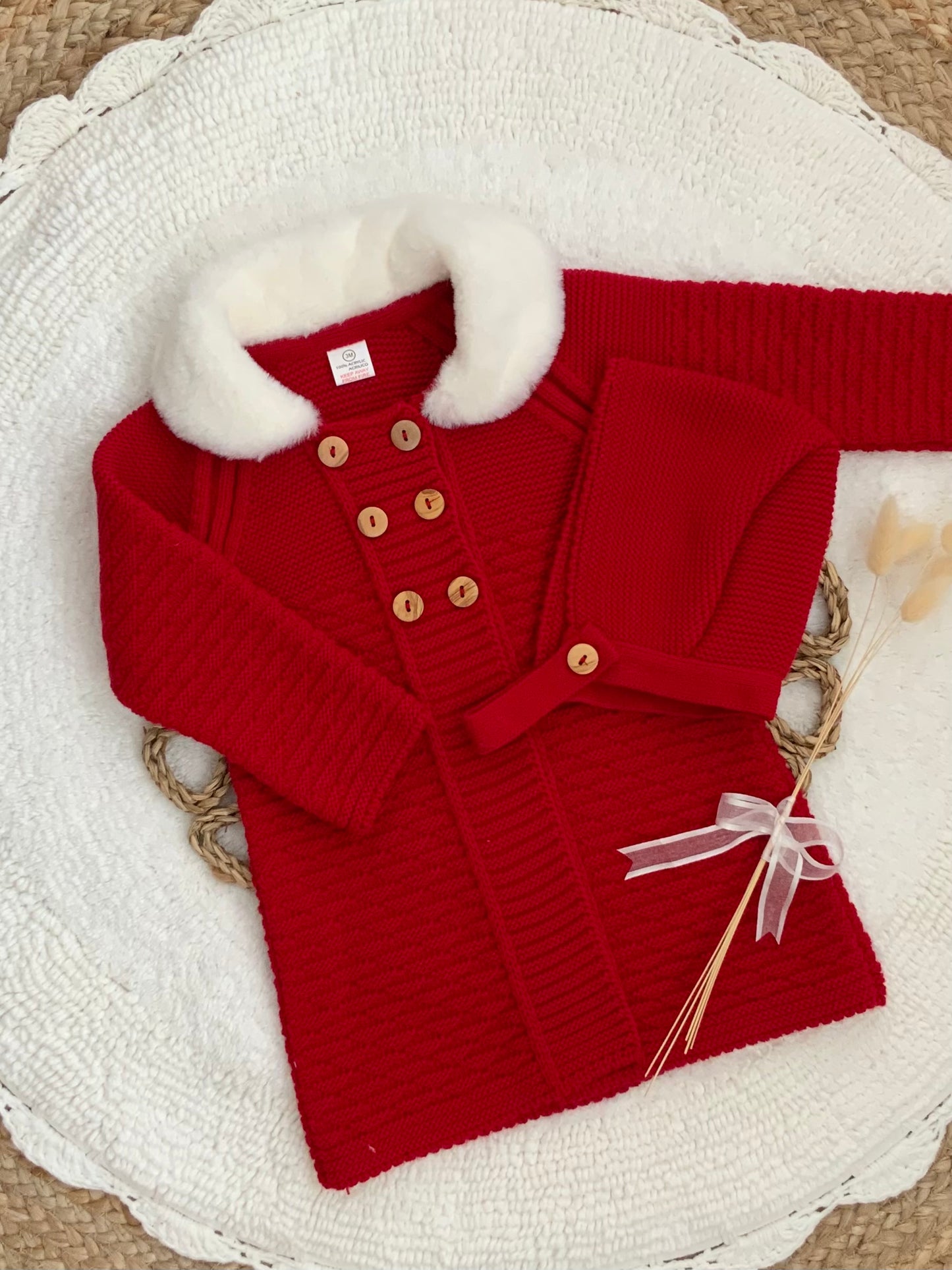 BROMLEY baby girls red knitted coatigan coat cardigan