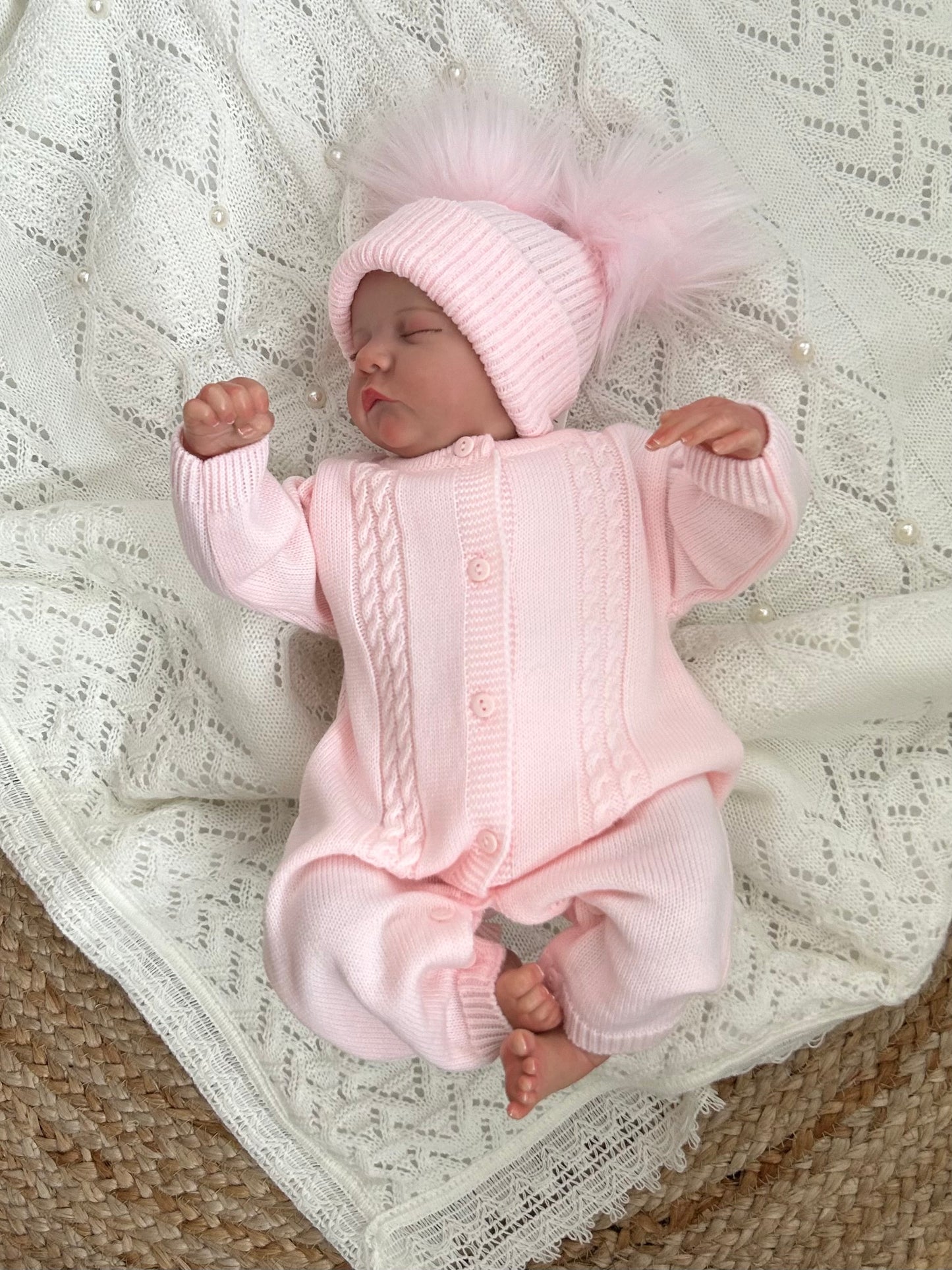 DELORISE baby girls cable knitted romper