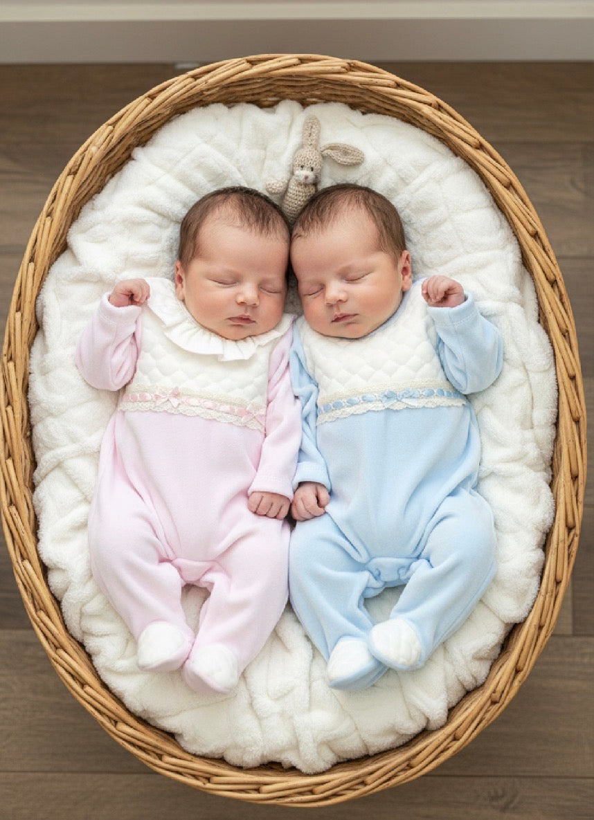 BEAUDEN babies soft quilted velour romper