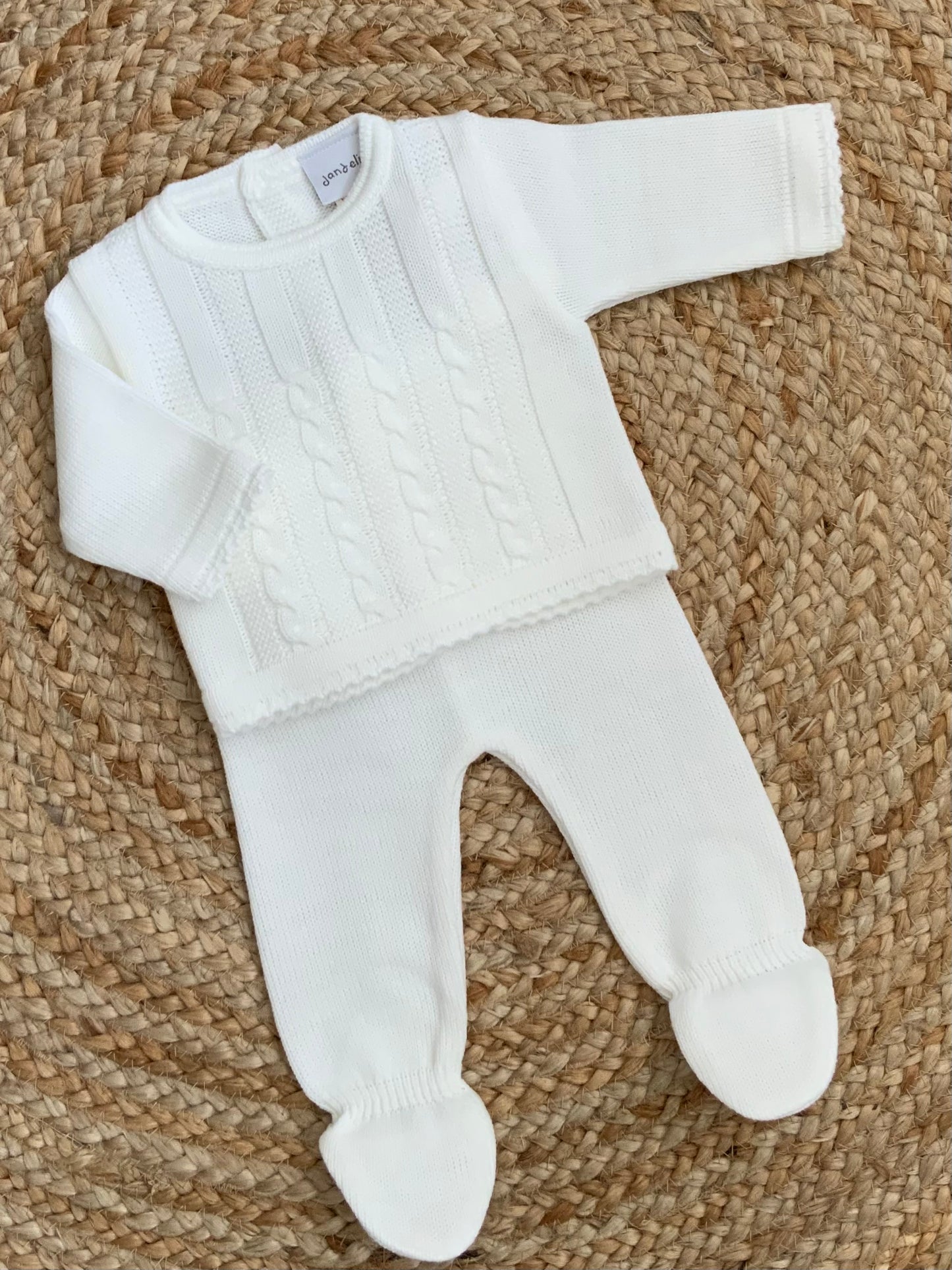 DIXIE baby white babies cable knitted jumper matching leggings boys girls unisex