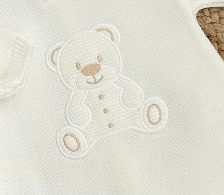 TED babies unisex white beige knitted all one romper teddy bear motif