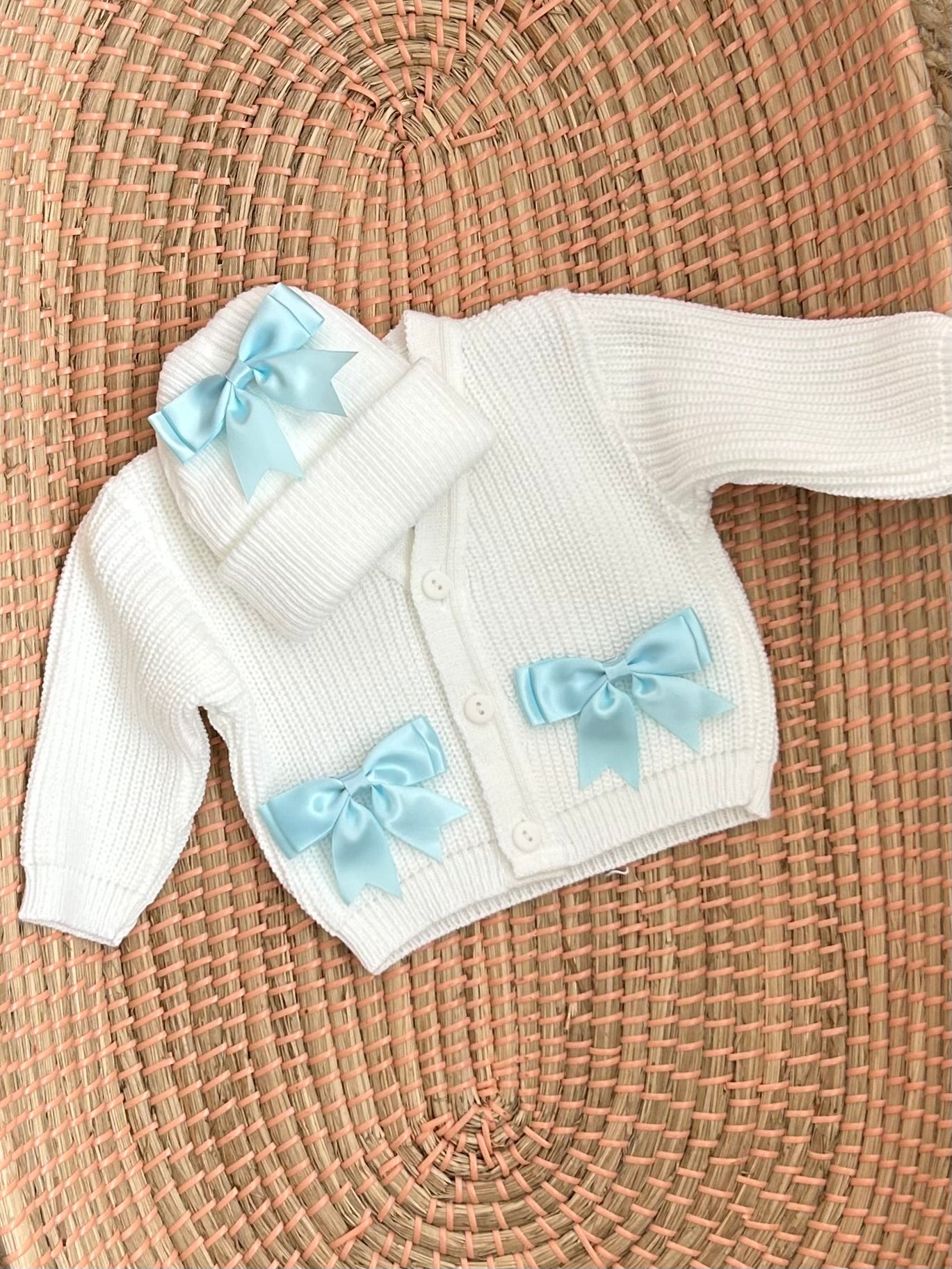 Bow sets cardigan and hat