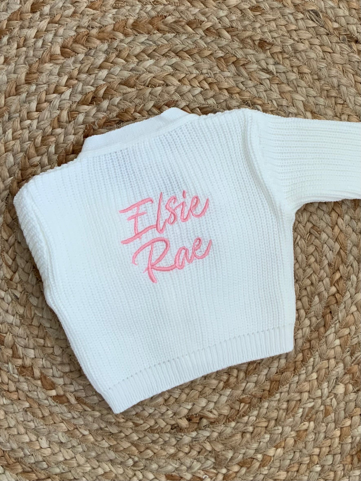 PERSONALISED babies v neck ribbed cardigan gender reveal baby announcment