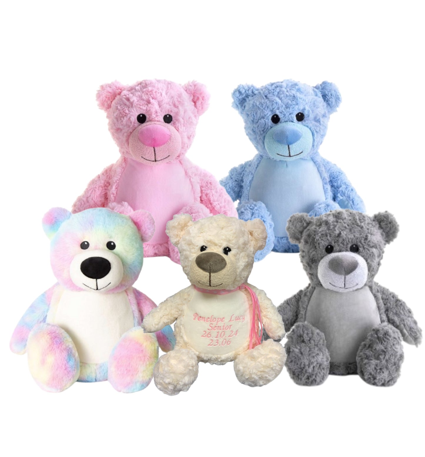KEEPSAKE embroided teddy bear rosebud swirl pattern