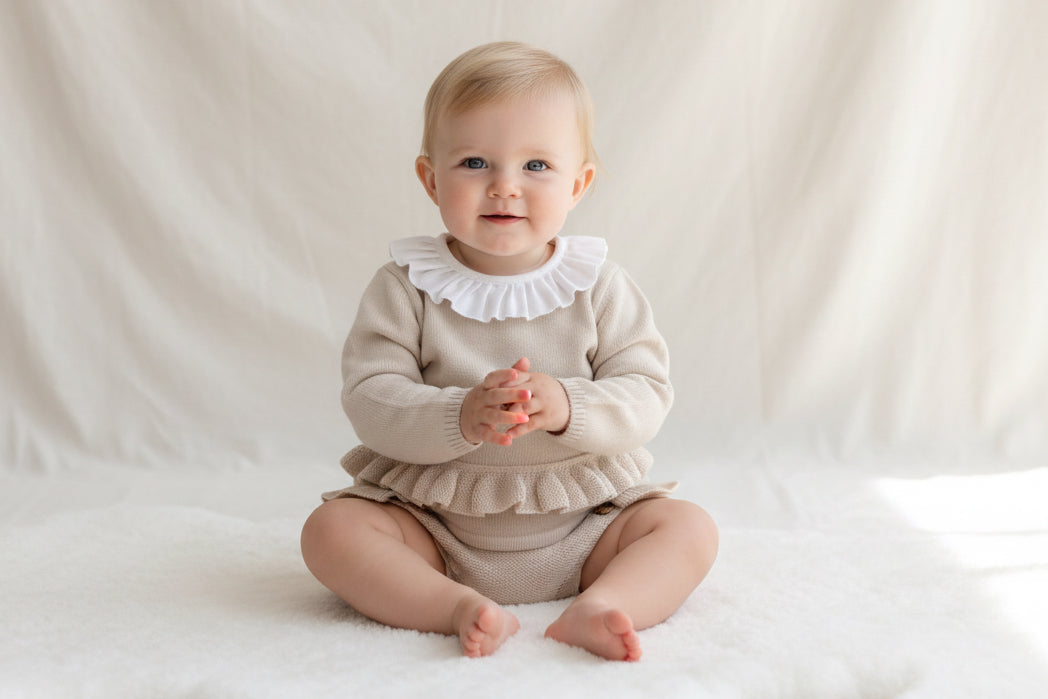 GEORGINA baby girls peplum jumper jam pants beige