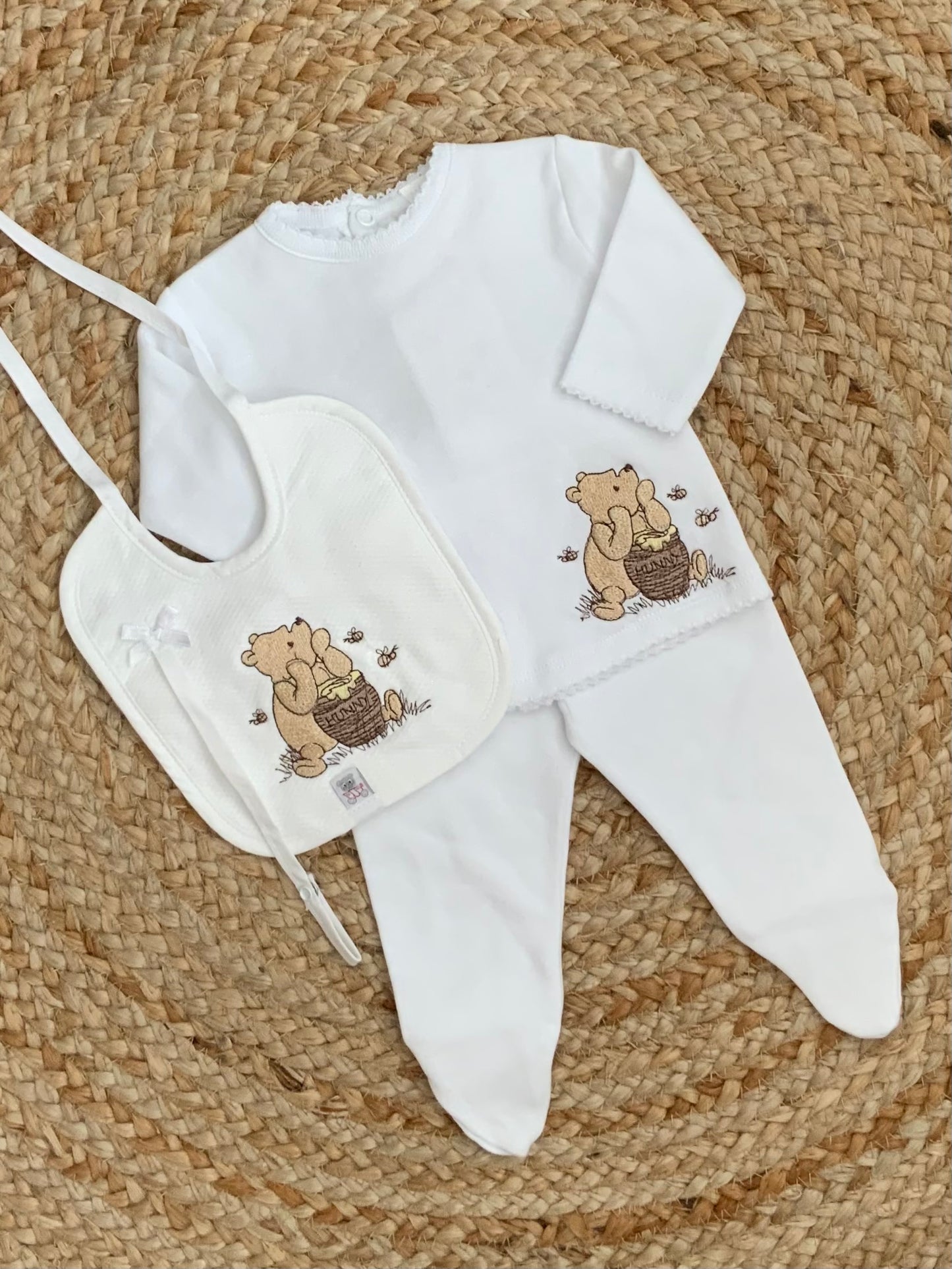 POOdle Bear embroided gift set top leggings bib