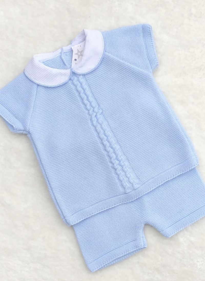 LARRY baby boys knitted t-shirt jam pants shorts set