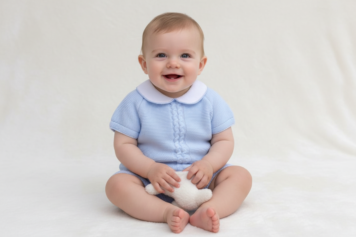 LARRY baby boys knitted t-shirt jam pants shorts set