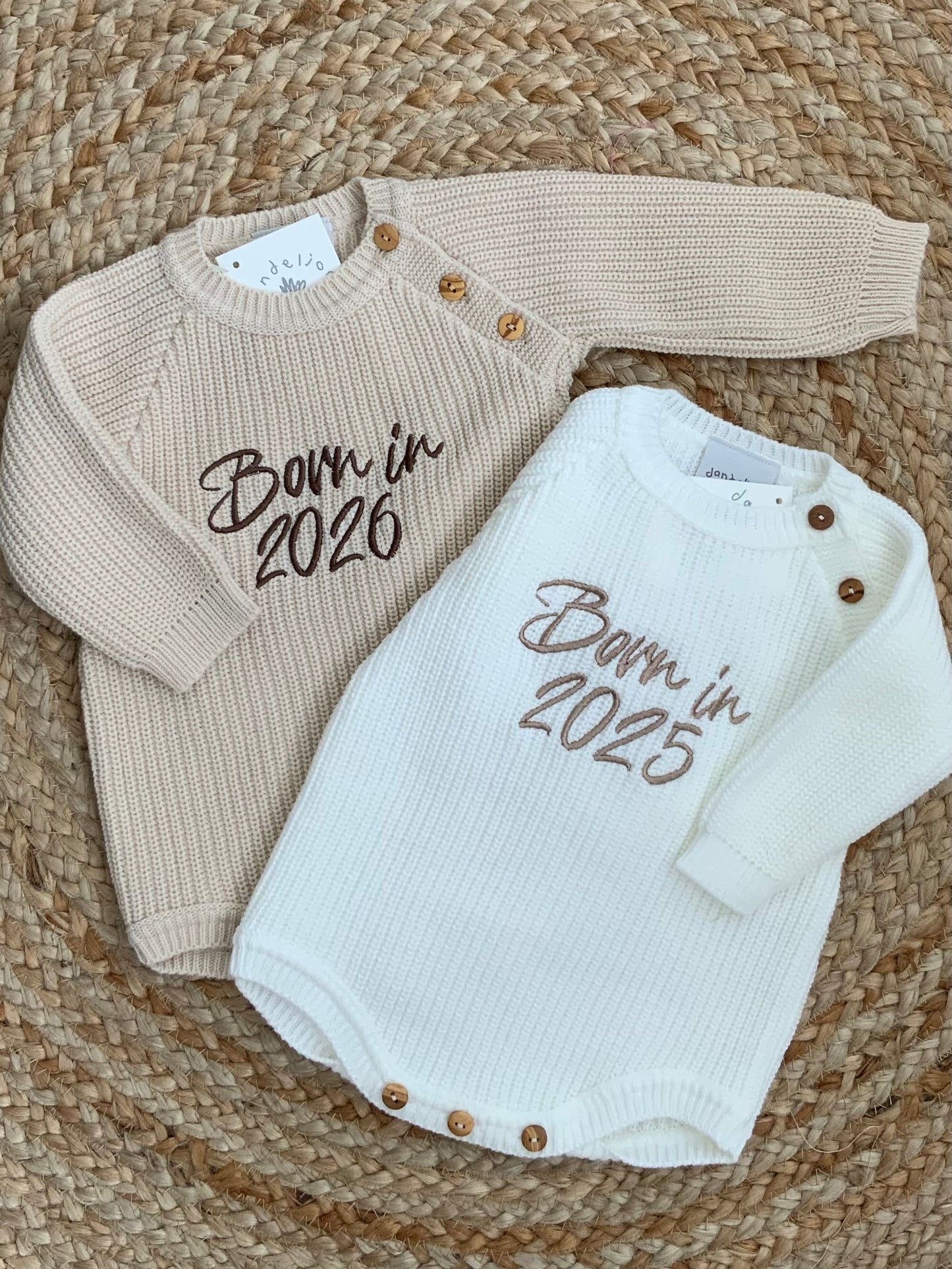 BORN IN 2025 2026 ribbed all in one short romper baby boys girls