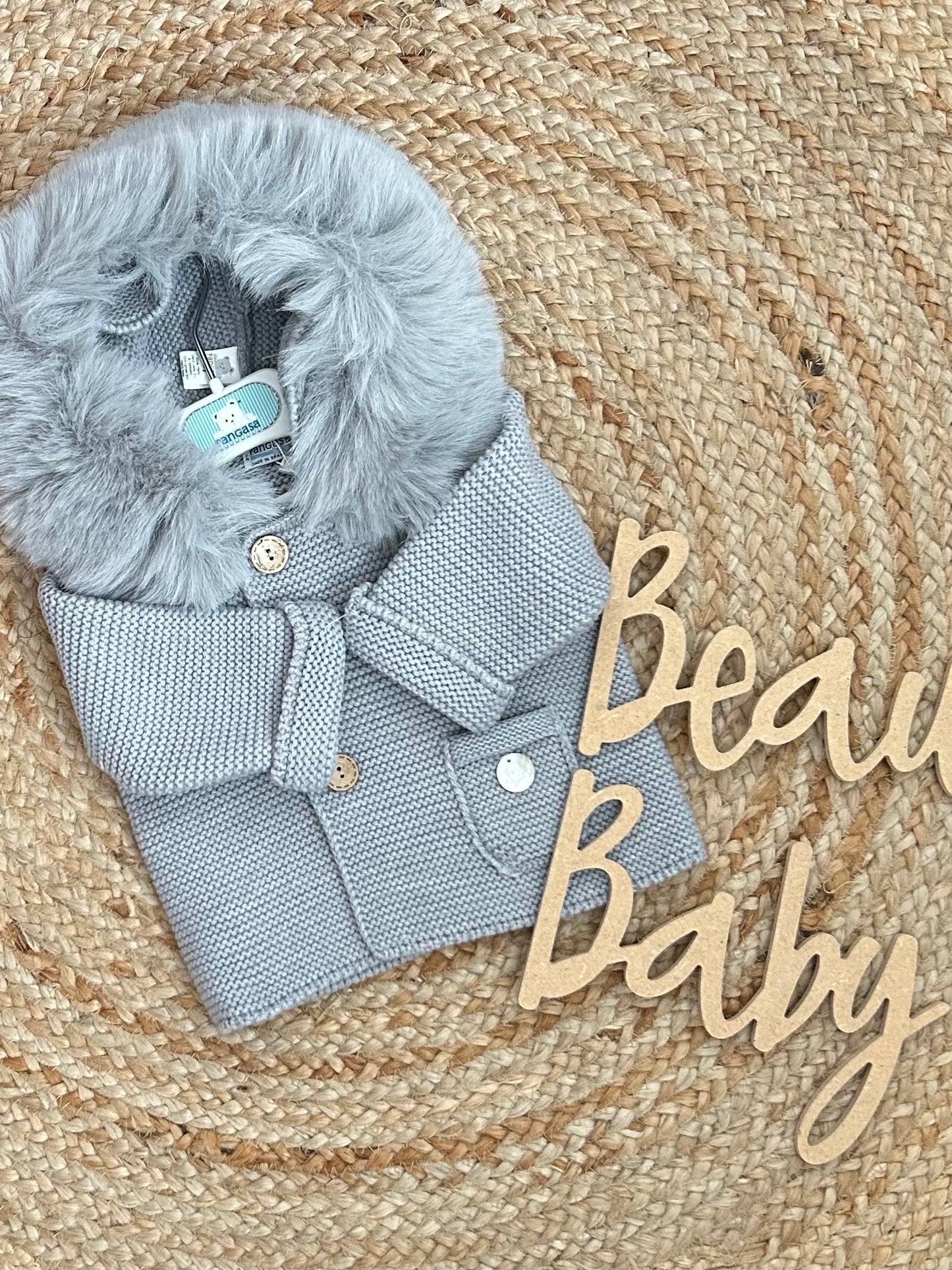 PANGASA trenka grey knitted coat cardigan faux fur