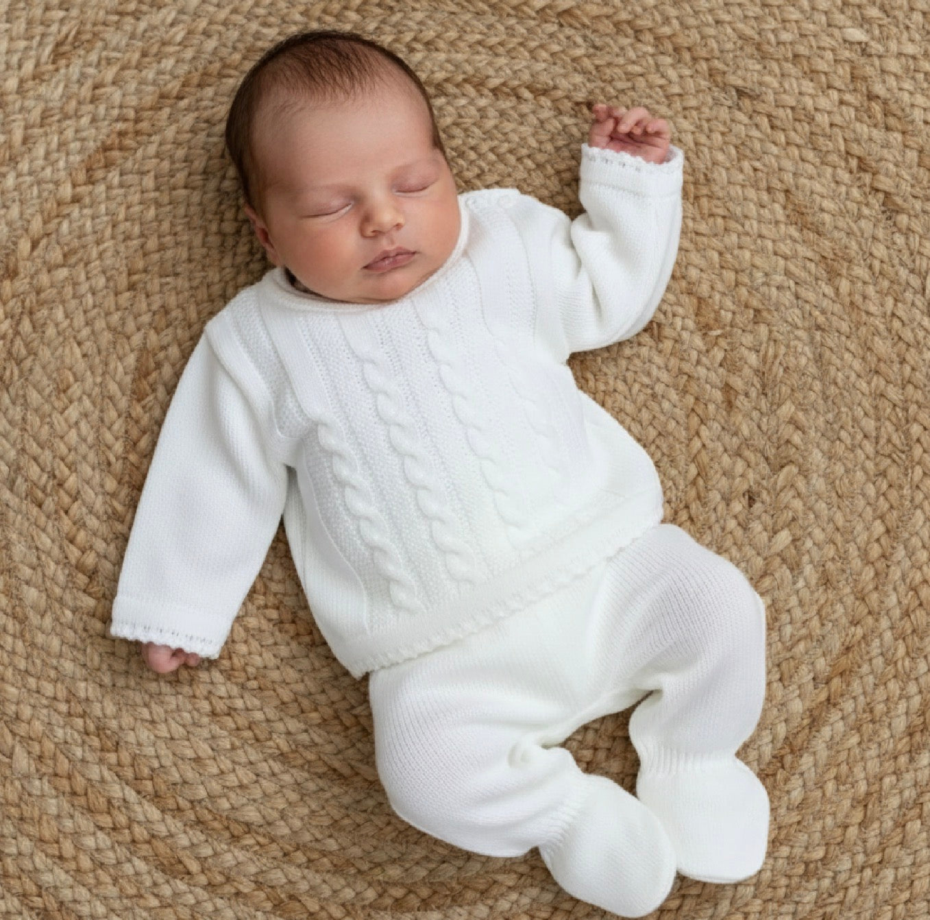 DIXIE baby white babies cable knitted jumper matching leggings boys girls unisex