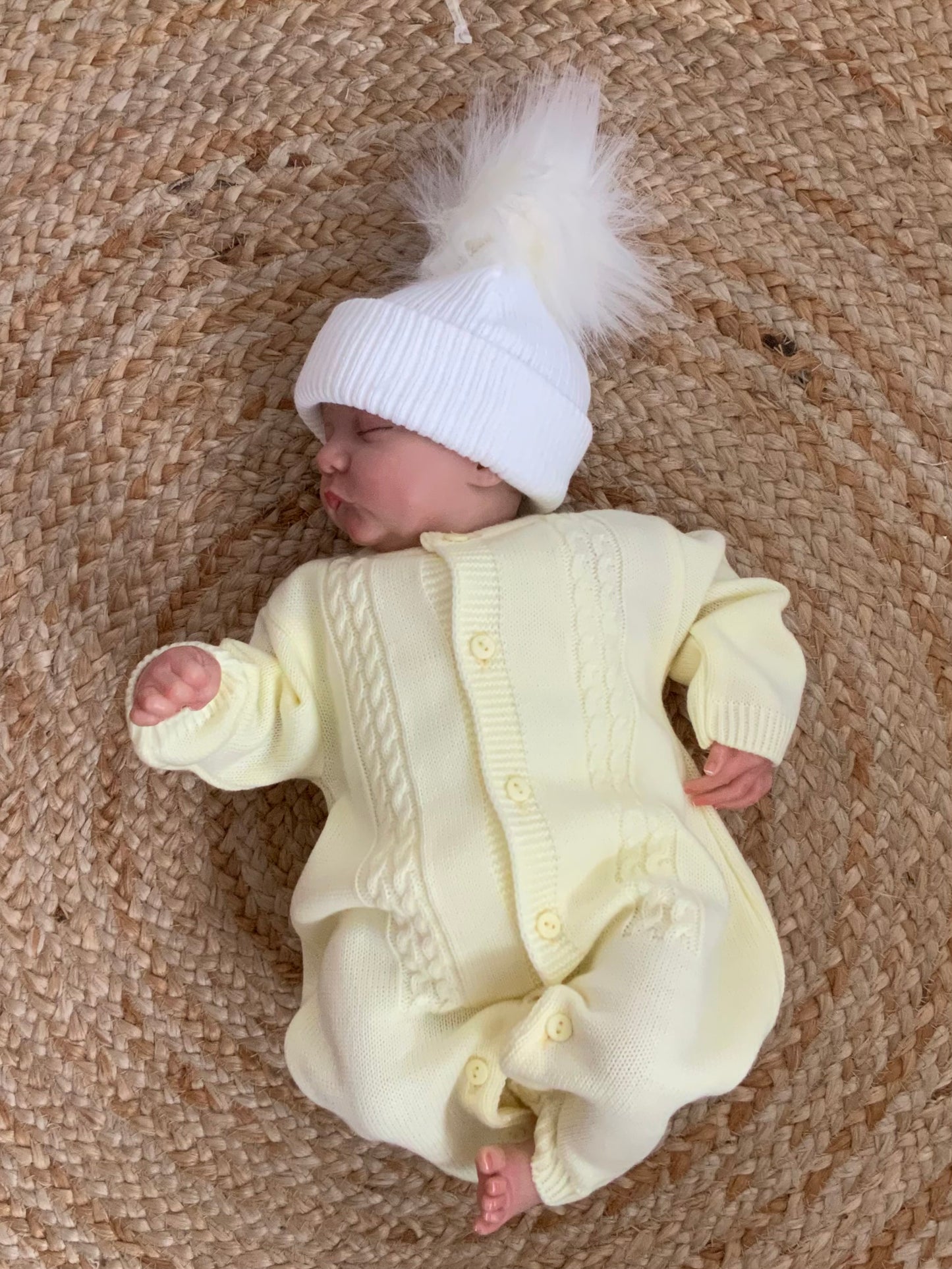 DELORISE Lemon cable knitted romper