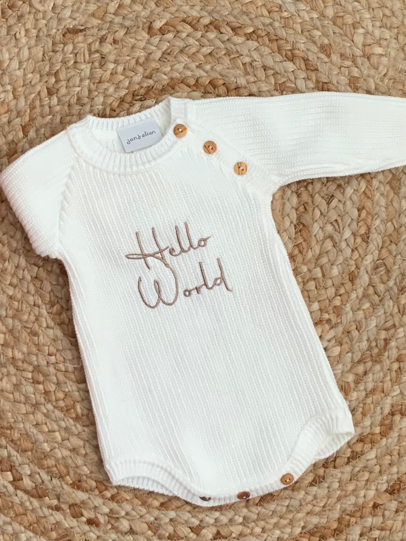 HELLO WORLD babies ribbed all in one knitted romper boys girls