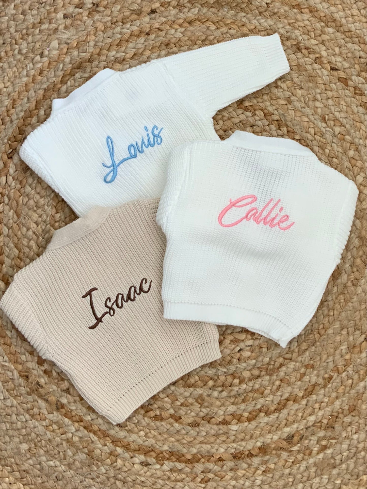 PERSONALISED babies v neck ribbed cardigan gender reveal baby announcment