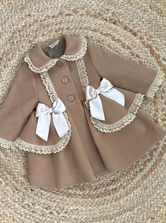 FRANCIS baby toddler girls traditional petticoat coat jacket beige