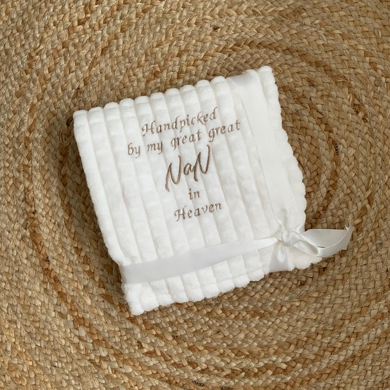Handpicked from heaven babies embroided baby blanket
