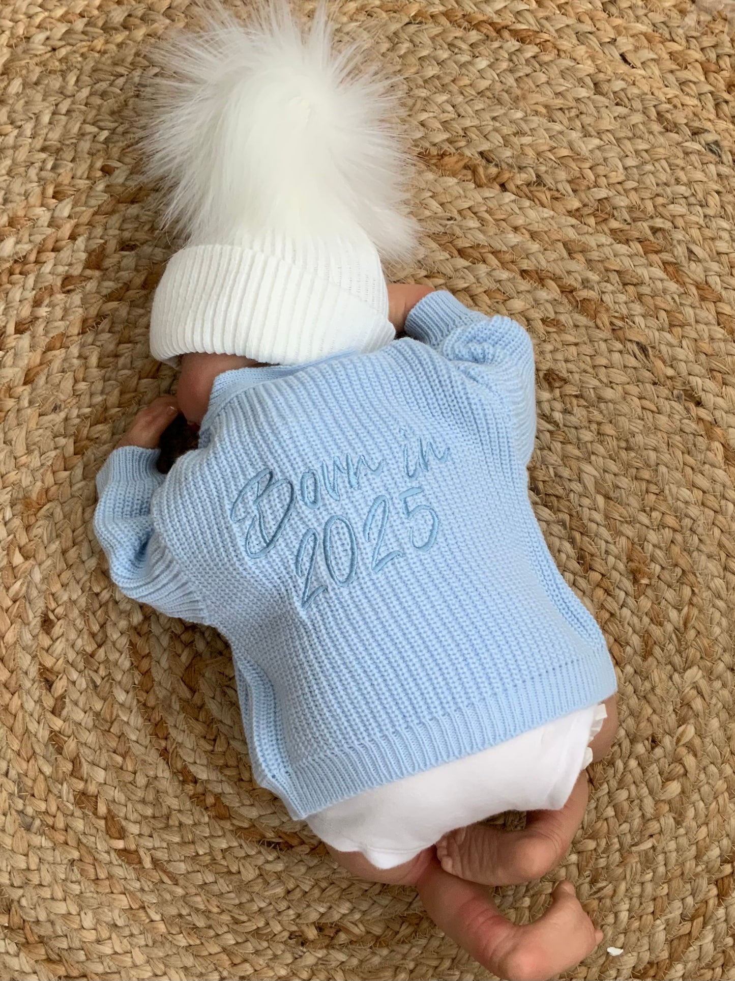 BORN IN 2025 2026 babies embroided cardigan white pink blue beige boys girls unisex