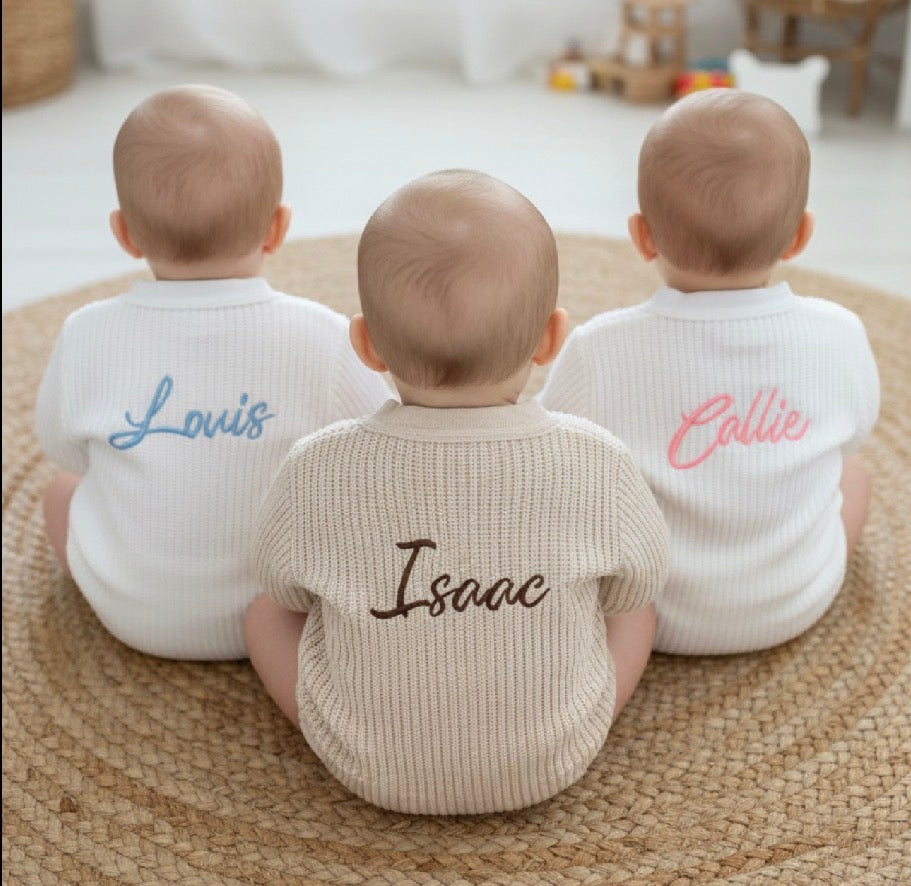 PERSONALISED babies v neck ribbed cardigan gender reveal baby announcment