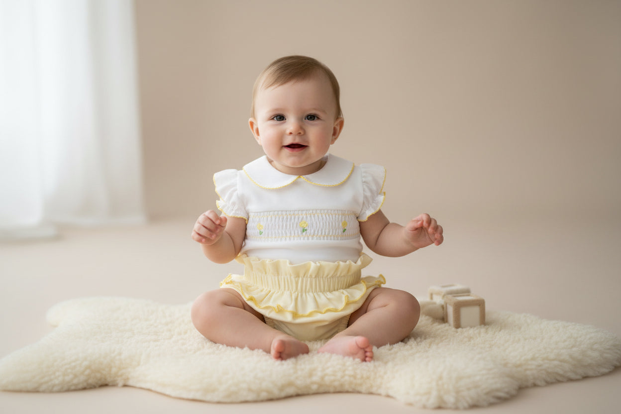 BRONTE baby girls smocked t-shirt shorts set