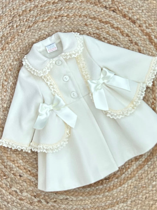 FRANCIS baby toddler girls traditional petticoat formal style coat jacket cream