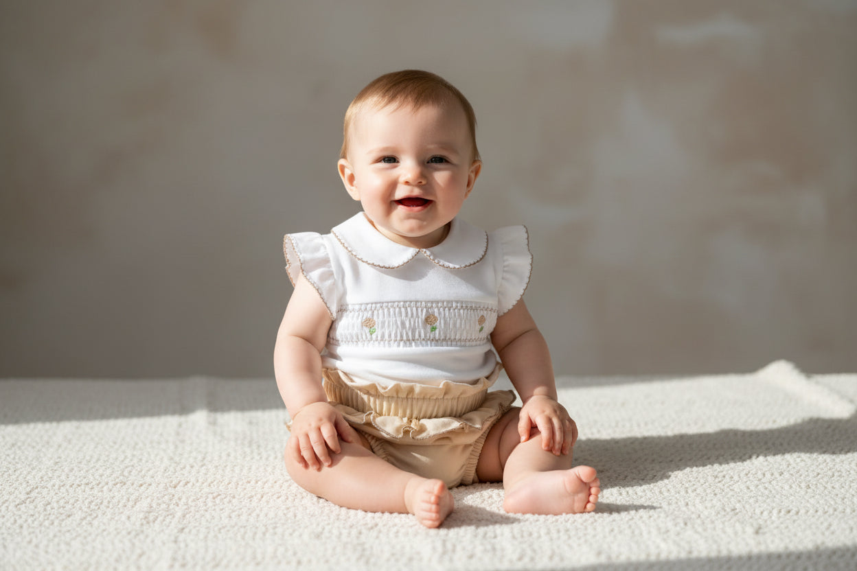 BRONTE baby girls smocked t-shirt shorts set