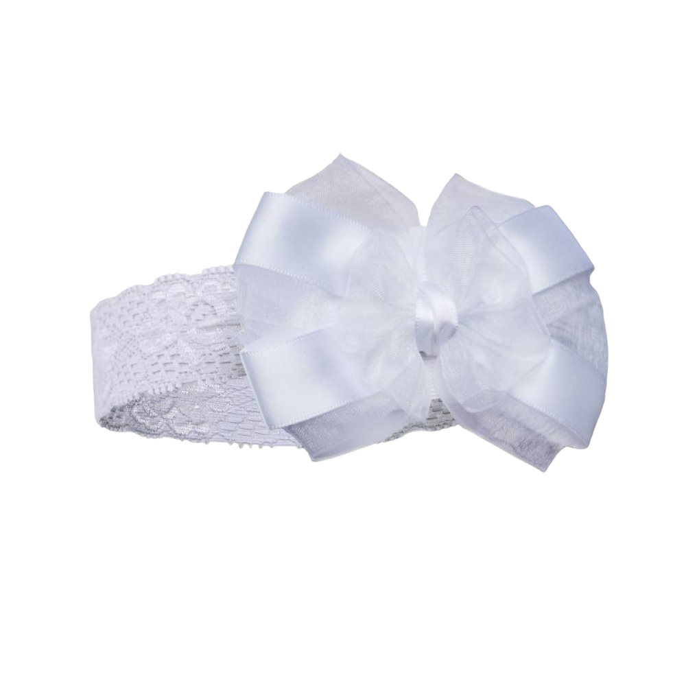 Bow Lace headband baby pink white cream
