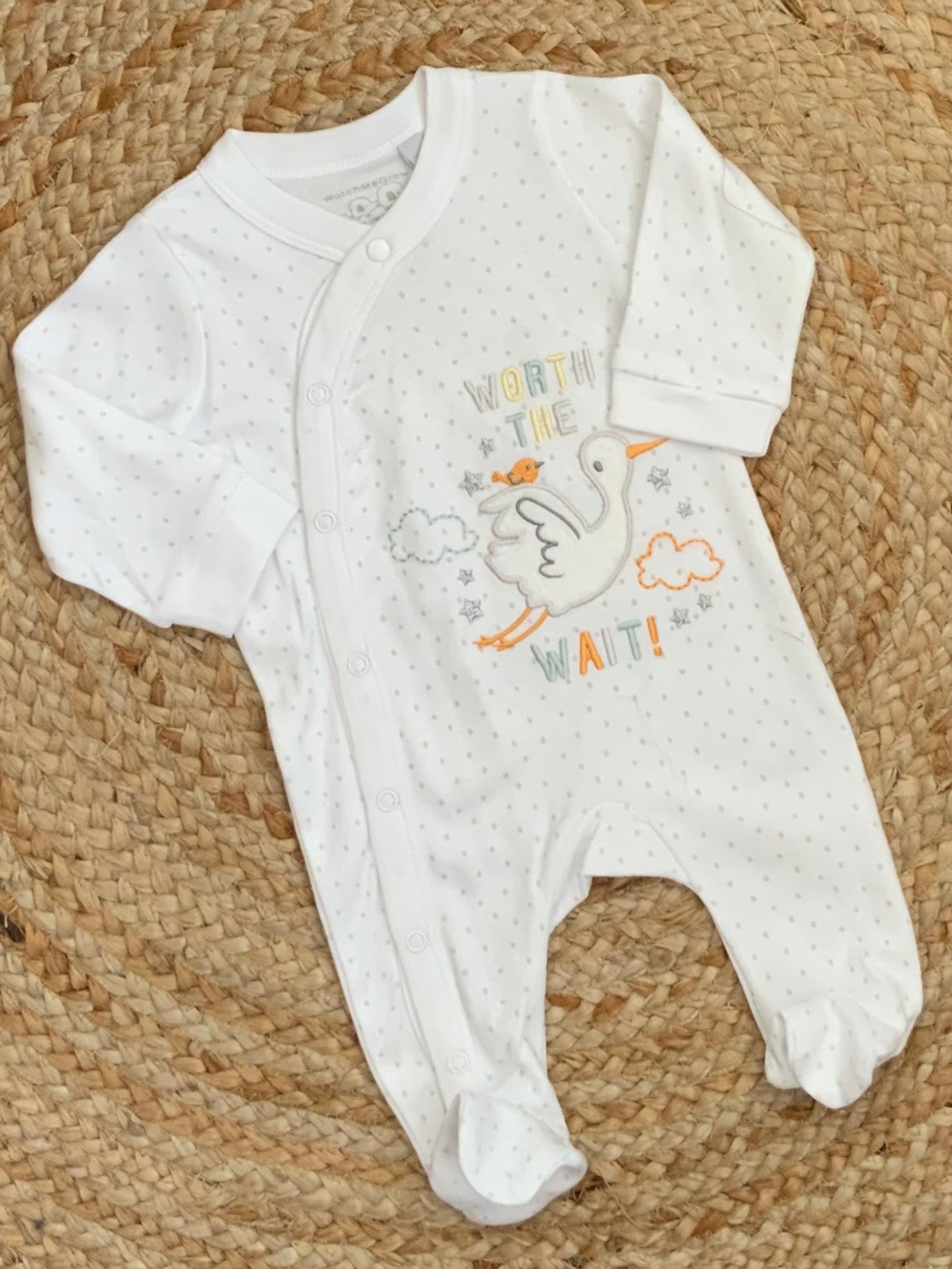 Worth the wait cotton all in one unisex romper