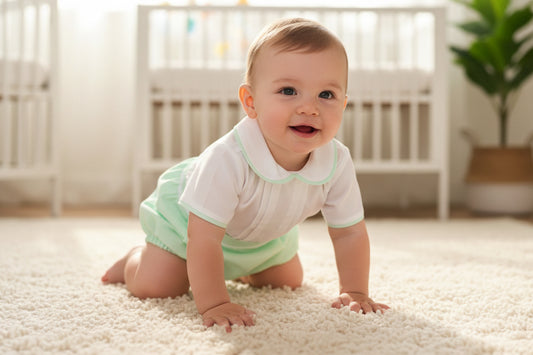 FARROW baby boys shirt and jam pants shorts outfit set mint green white