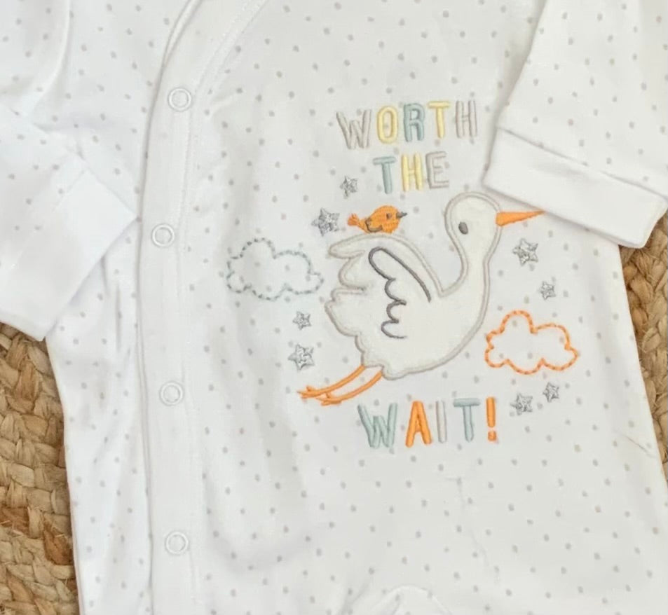 Worth the wait cotton all in one unisex romper