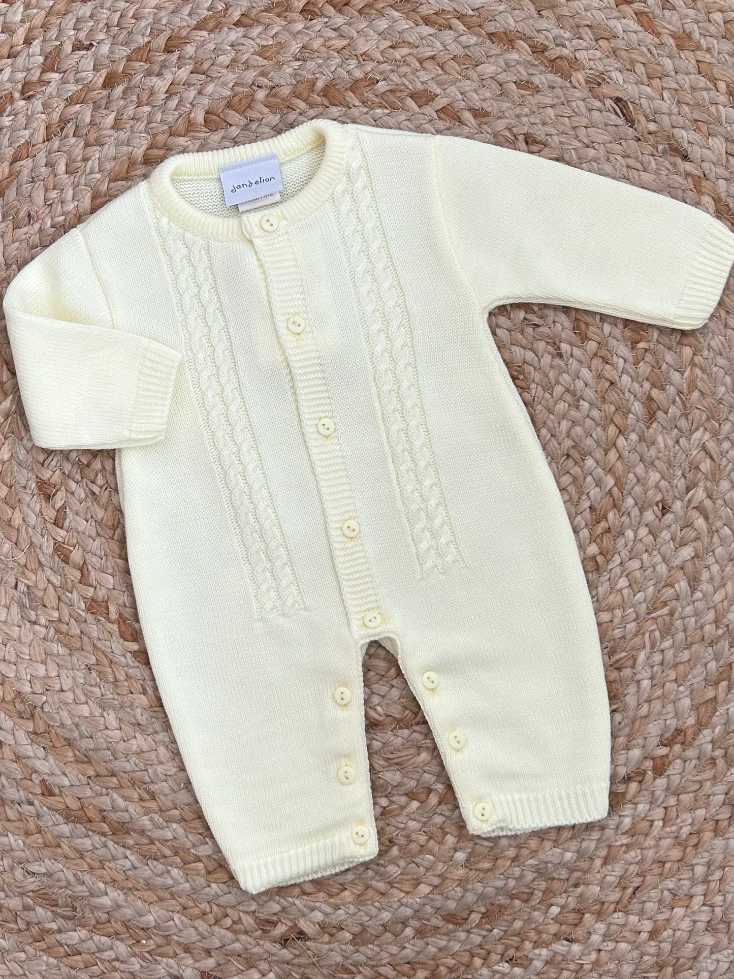 DELORISE Lemon cable knitted romper