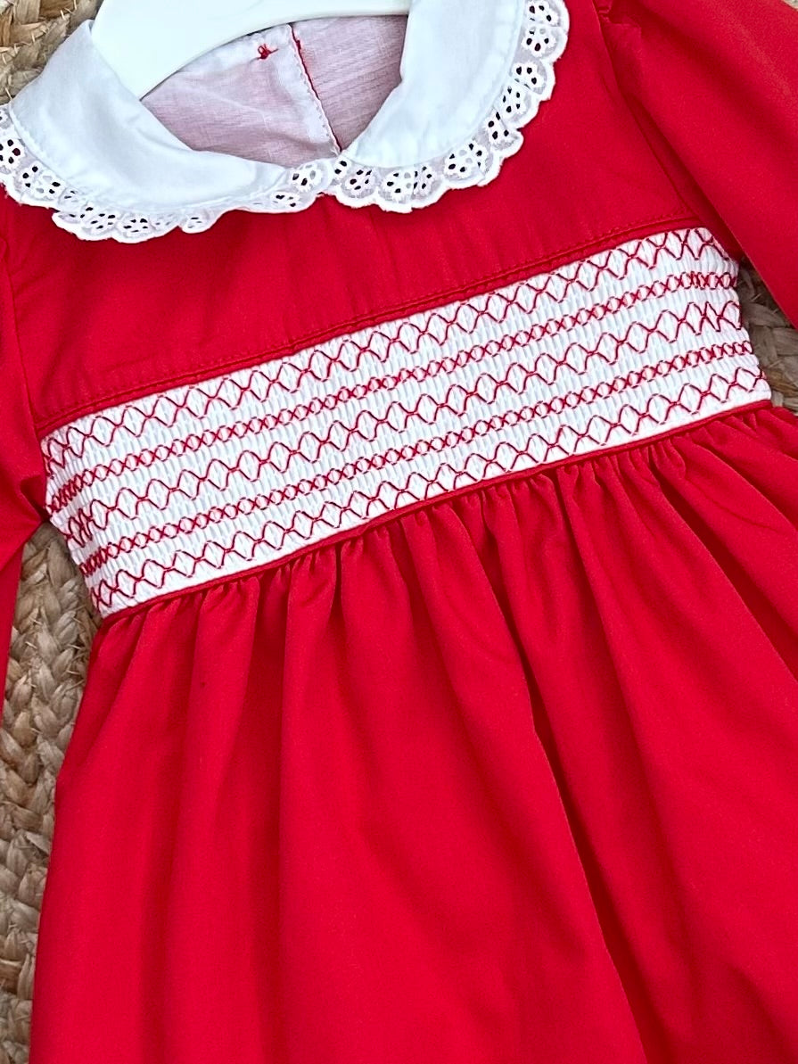 RED anicka smocked dress pants headband borderie anglaise trim