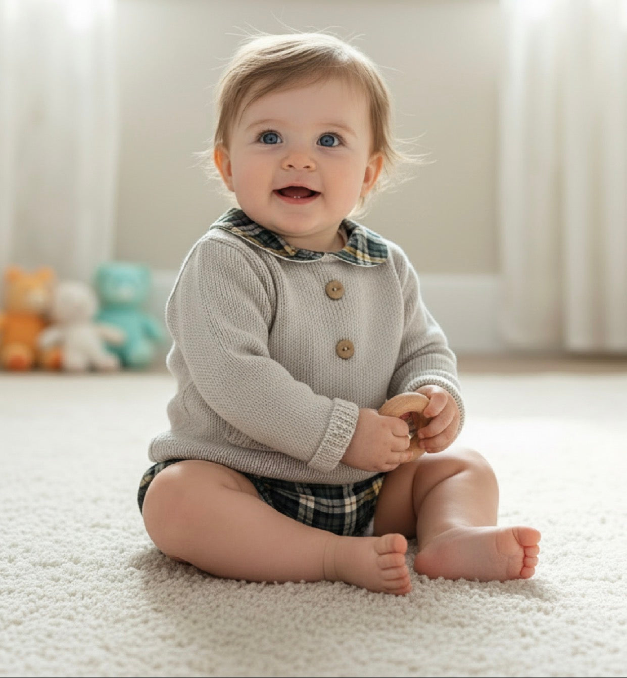 Boys green tartan jam pants jumper