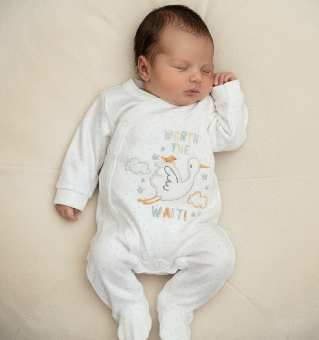 Worth the wait cotton all in one unisex romper
