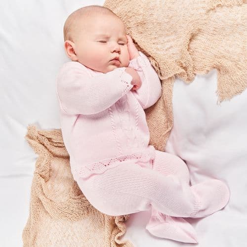 DIXIE baby girls pink cable knitted jumper trousers