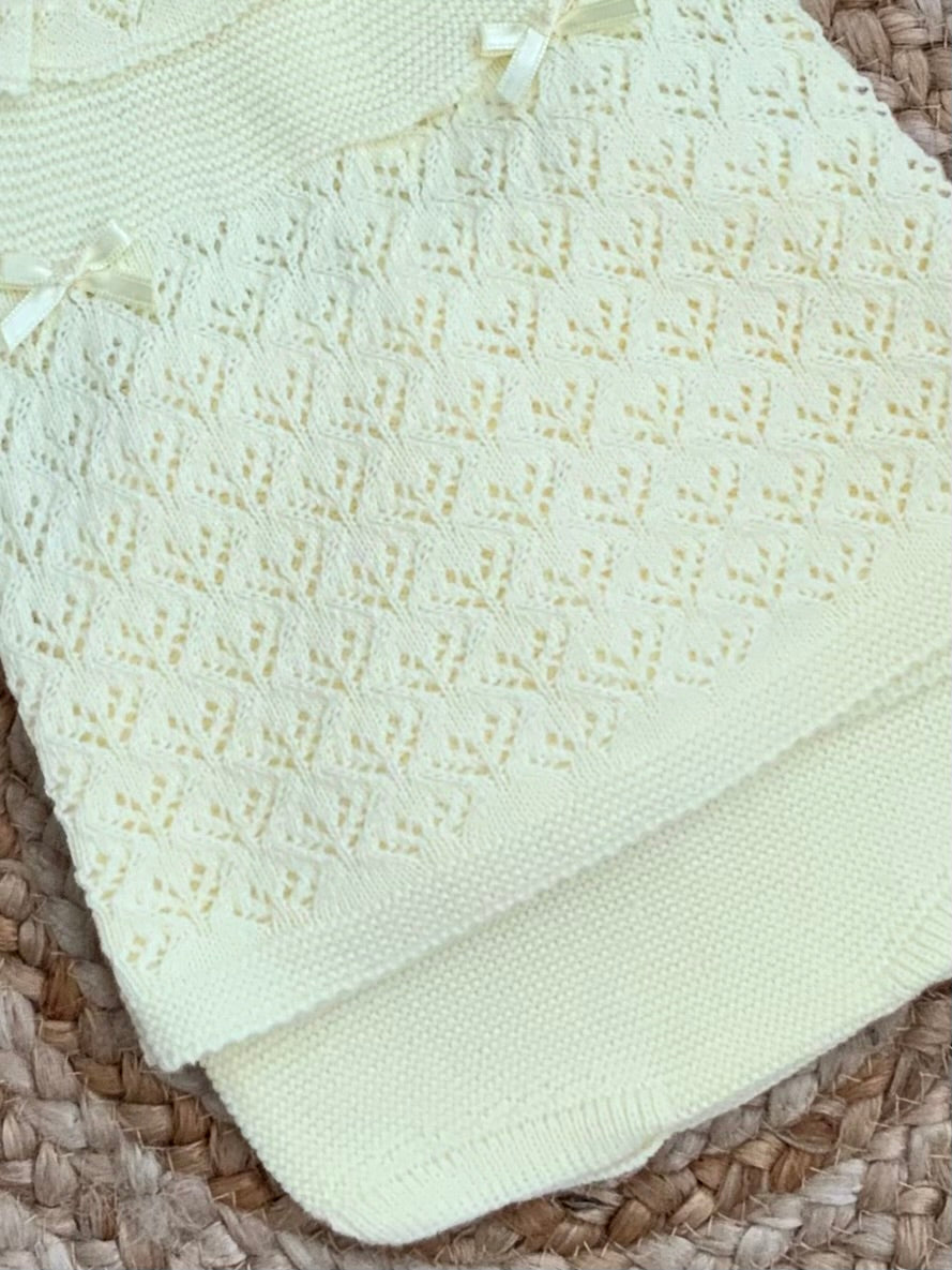 CLEMENTINE baby girls pelerine knitted set top and jam pnats lemown