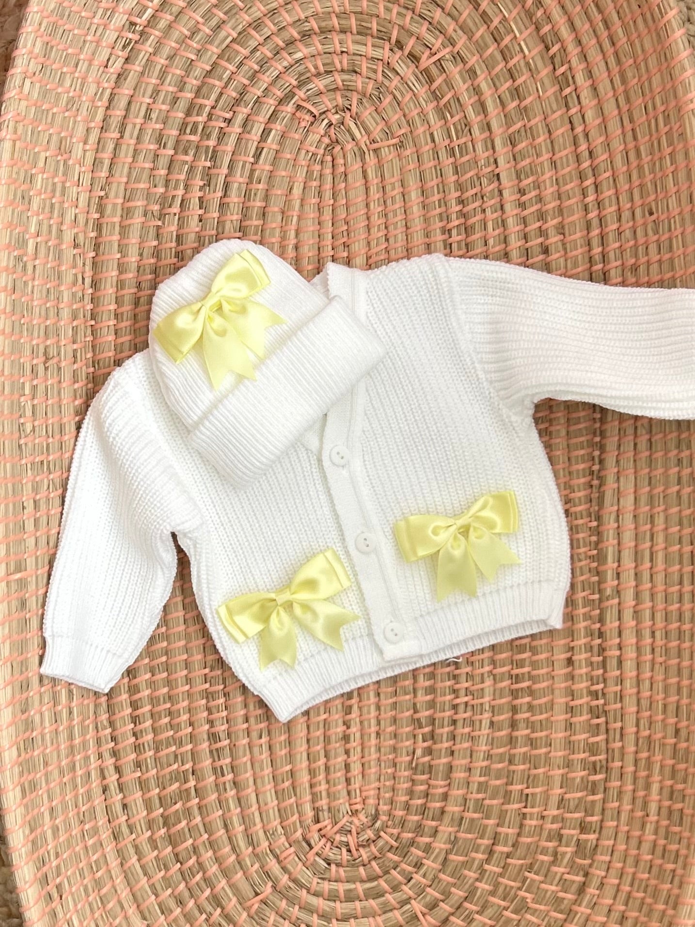 Bow sets cardigan and hat