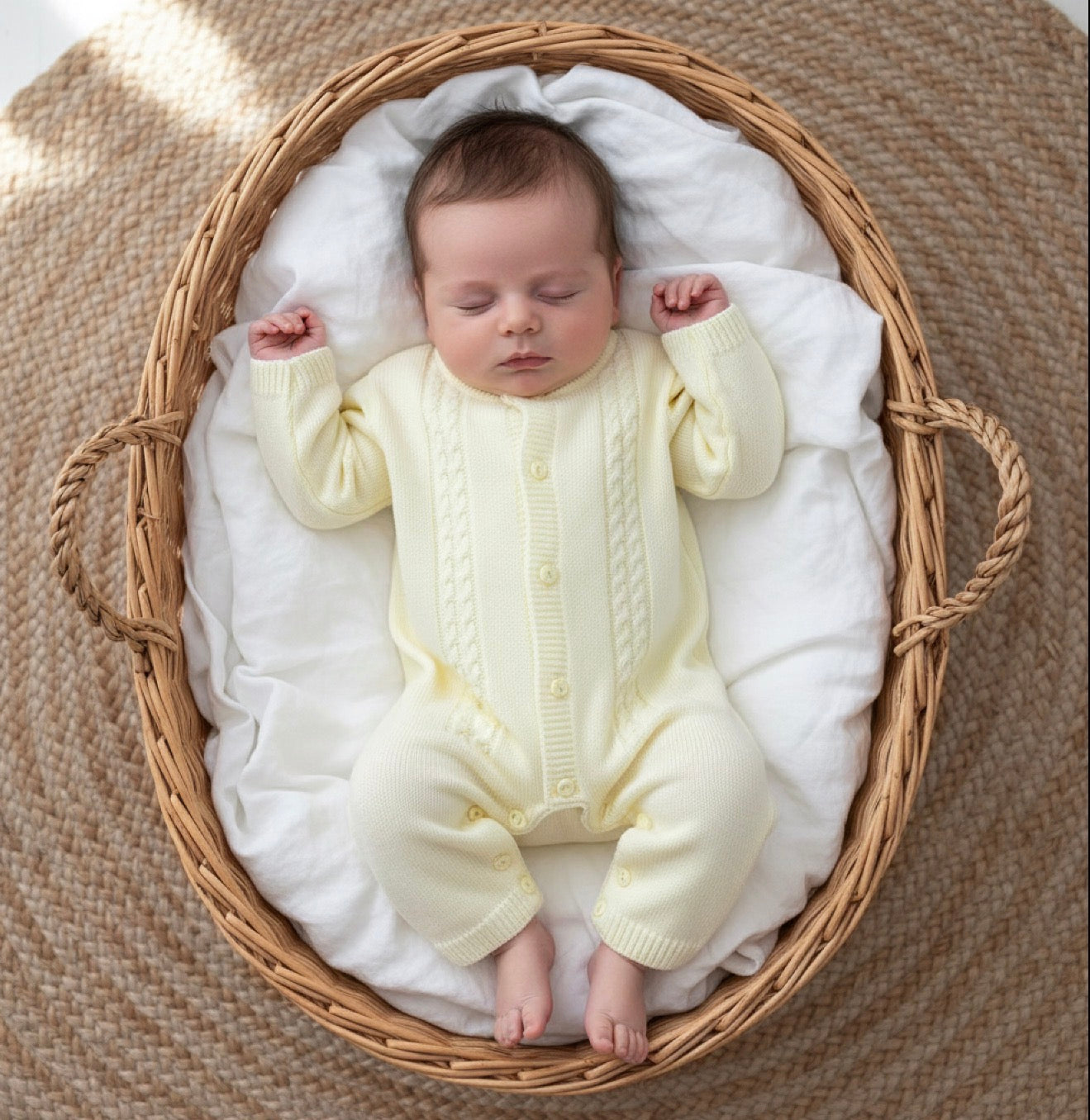 DELORISE Lemon cable knitted romper