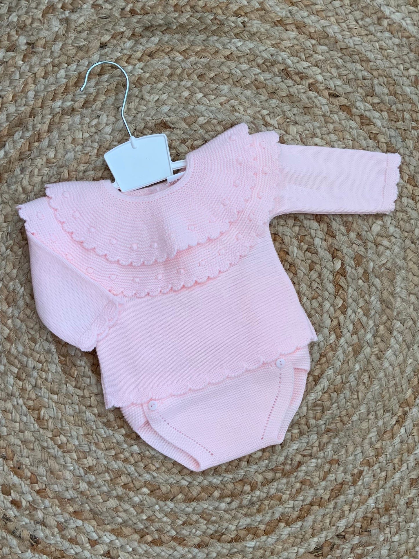 BREEZE baby girls pink knitted jumper jam pants shorts set