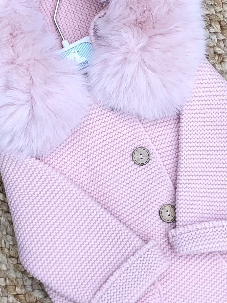 PANGASA baby girls faux fur knitted coat vintage