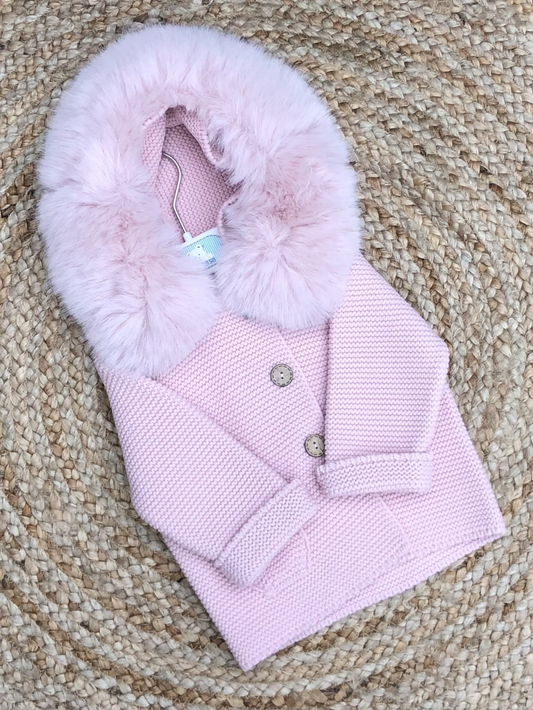 PANGASA baby girls faux fur knitted coat vintage