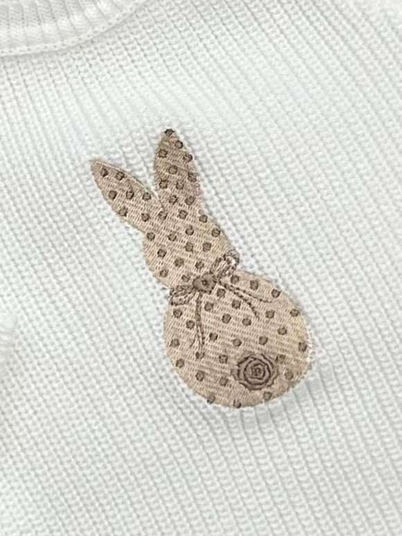 Bunny embroided ribbed romper
