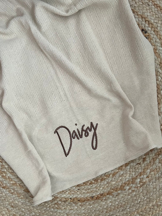 Personalised Cellular moses basket pram blanket