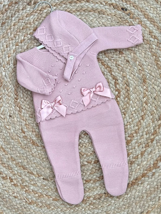 GABBY baby girls dusky pink 3 piece set bows