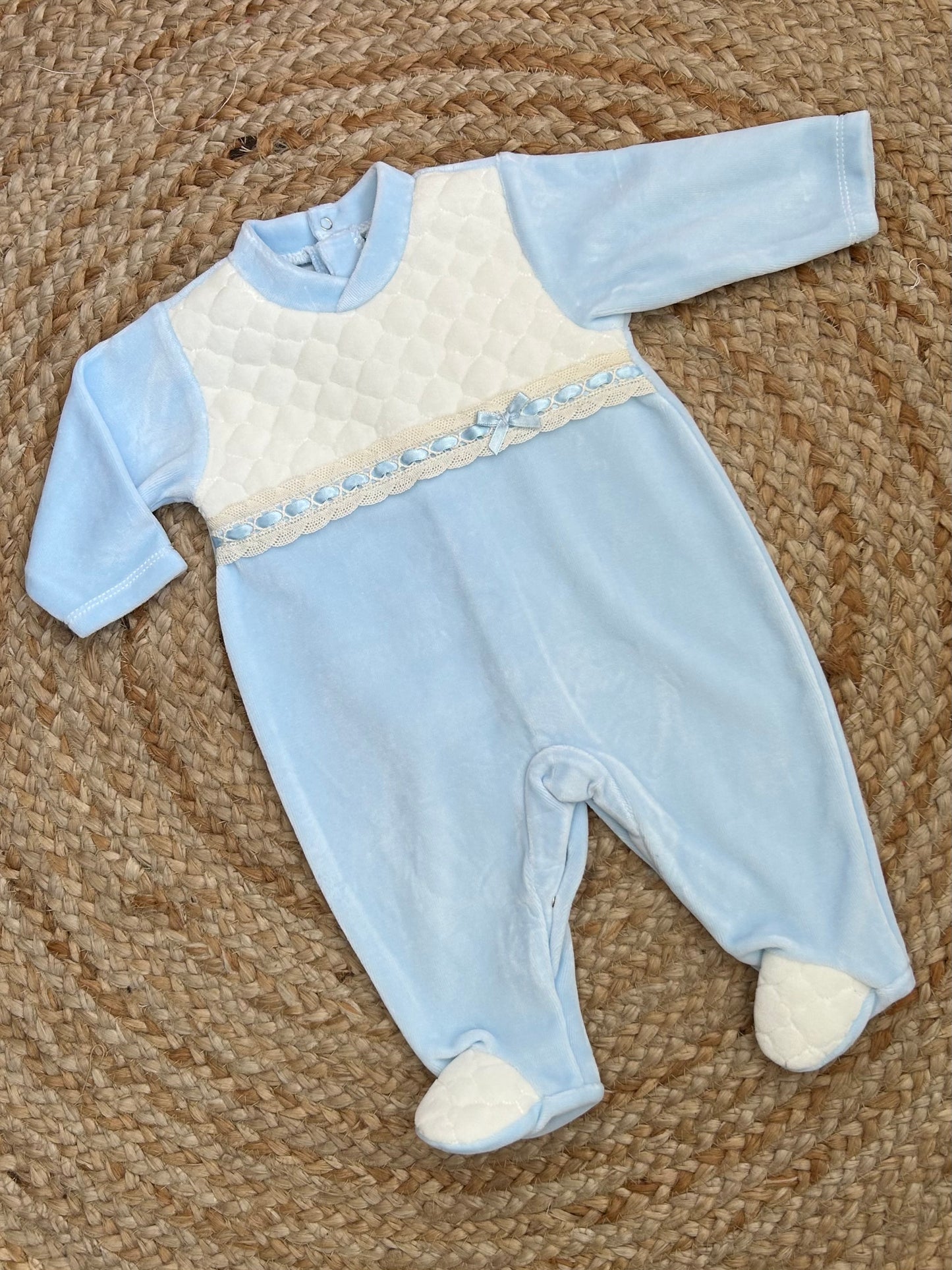 BEAUDEN babies soft quilted velour romper