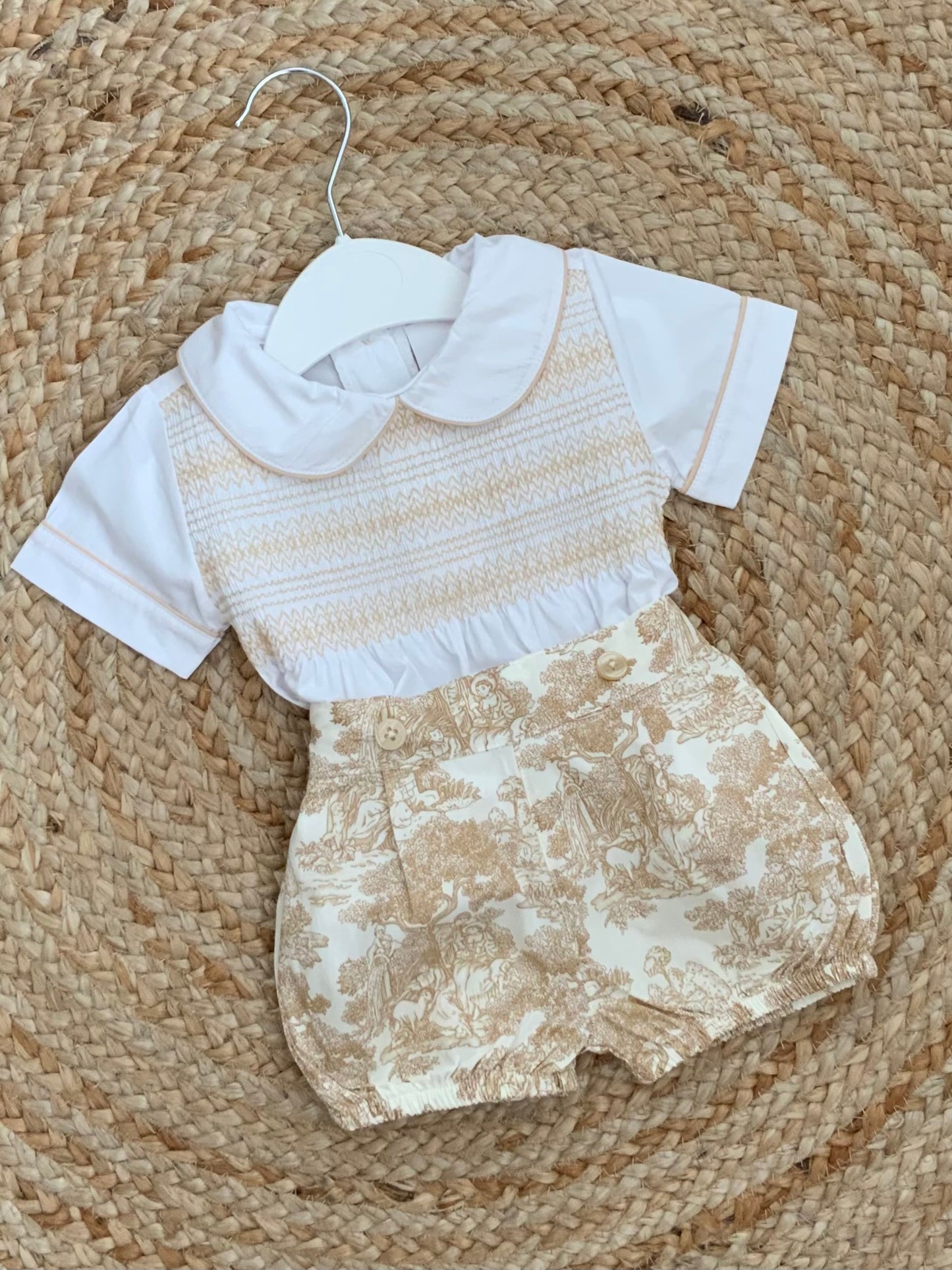 ANICKA boys girls toille french design jam pants shorts shirt blouse beige white