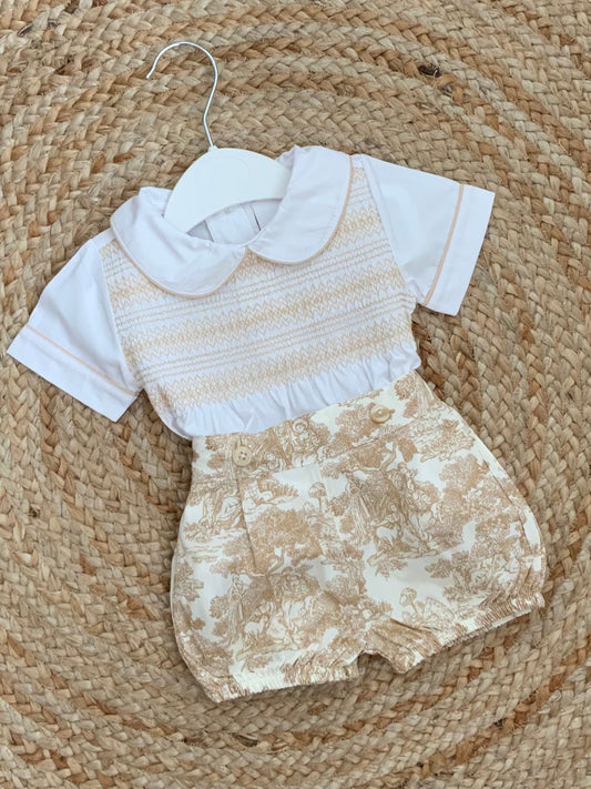 ANICKA boys girls toille french design jam pants shorts shirt blouse beige white