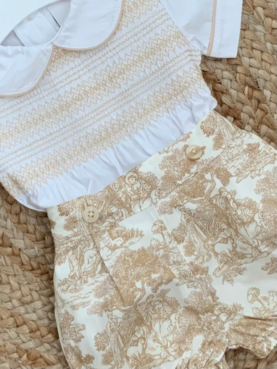 ANICKA boys girls toille french design jam pants shorts shirt blouse beige white