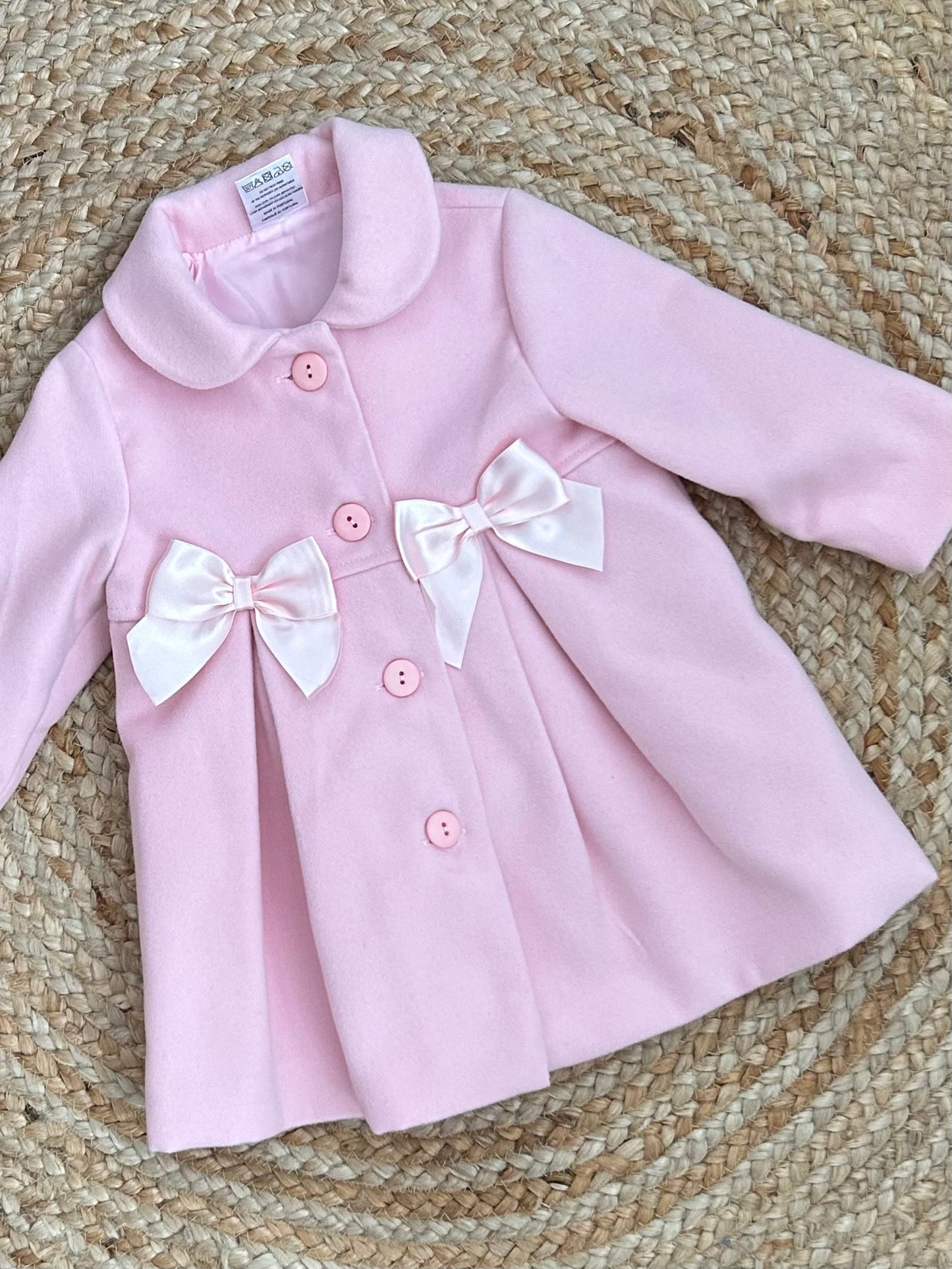 ELODIE baby girls toddlers traditional pink knee length formal coat jacket