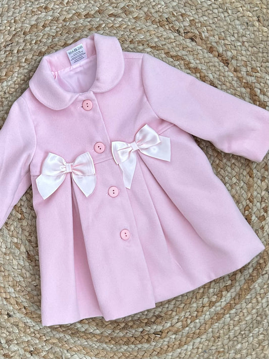 ELODIE baby girls toddlers traditional pink knee length formal coat jacket